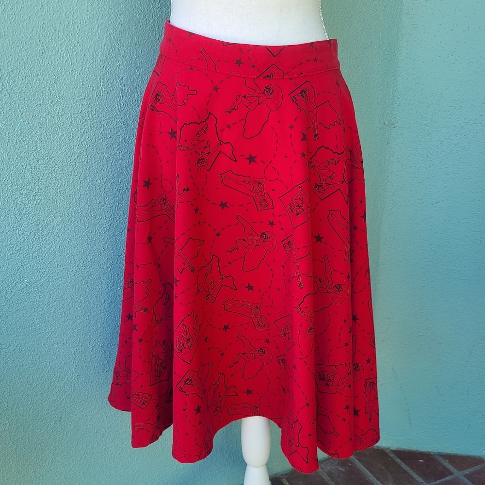 Red Vintage Inspired Circle Skirt